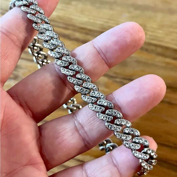 Unisex PLUS SIZE Cuban Link Tennis Bracelet - Silver/Zirconia - Fits 9.75-10 in - Picture 8 of 9